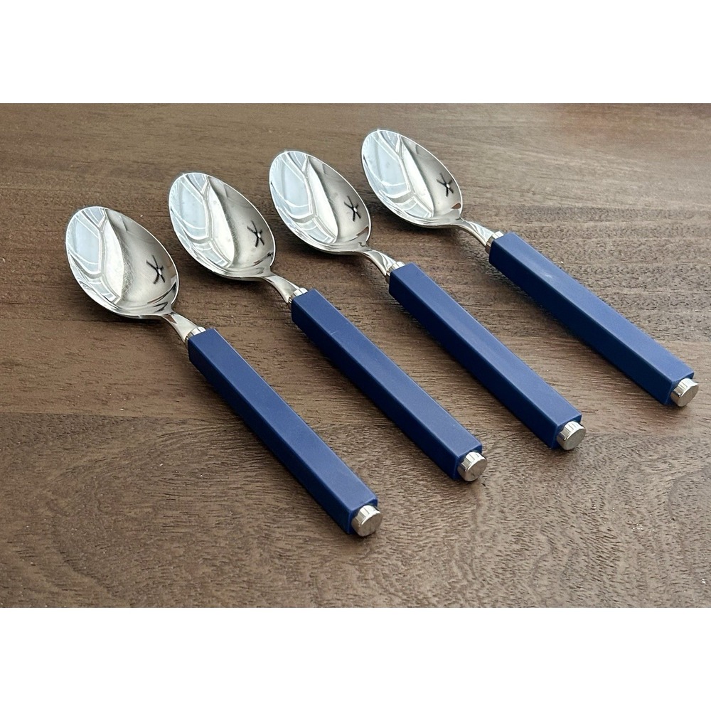 Villeroy & Boch Play Blue Ocean 4 Oval Place Soup Spoons 18/10 Stainless Italy